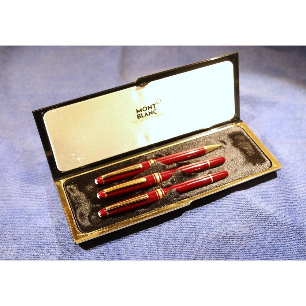 VTG Montblanc Meisterstuck Burgundy Set of 3 Fountain Pen-Ballpoint pen-Pencil